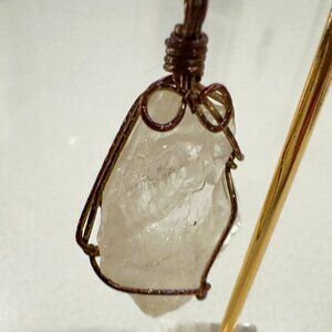 Artisan Vintage Wired Wrapped Clear Quartz Pendant